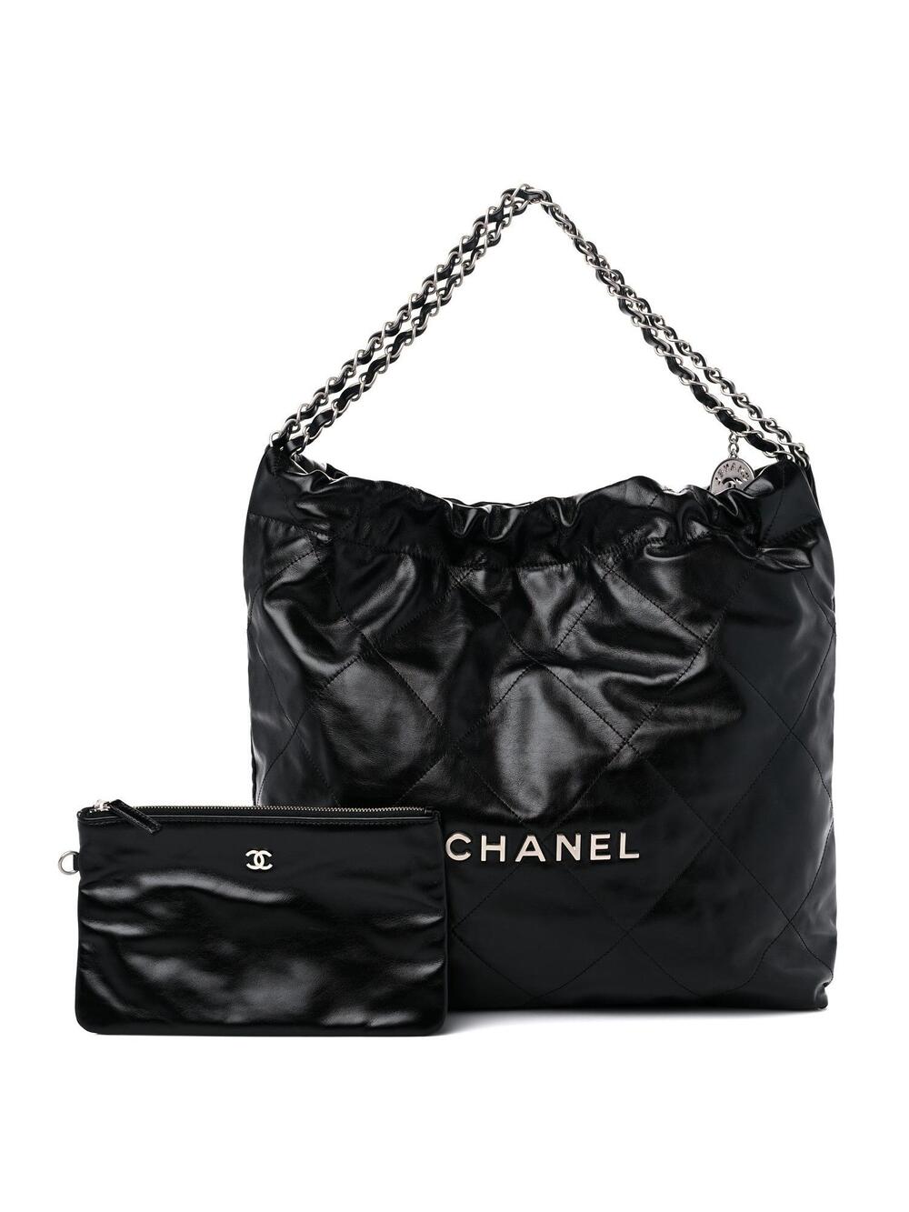 Shiny Calfskin Quilted Chanel 22 Black #290309C57B